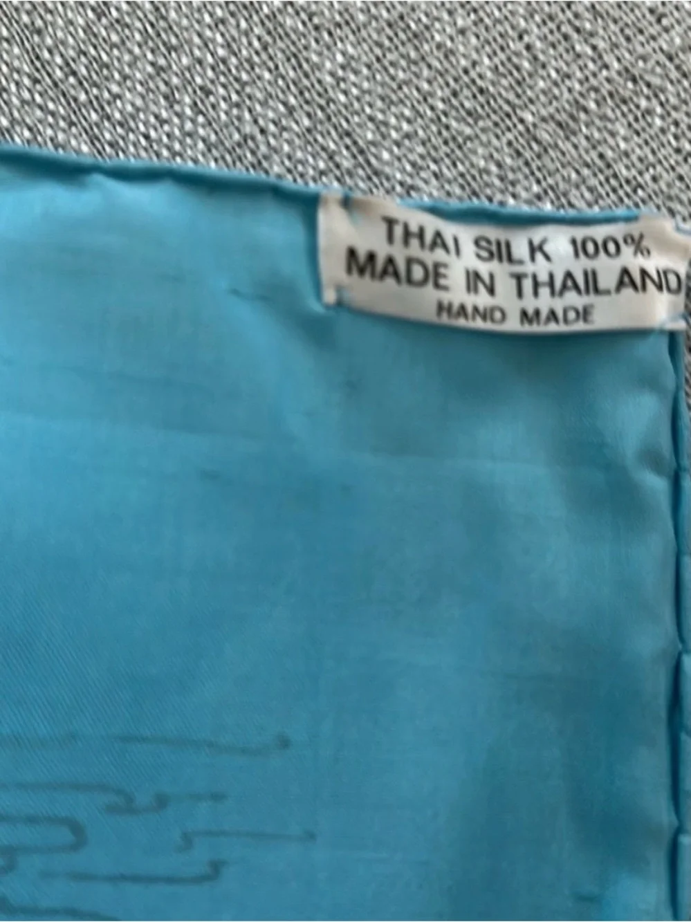 Blue Silk Scarf with Crane and Floral Motif